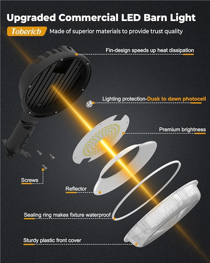LED Barn Light, 150W 20000LM Yard Area Lights Dusk to Dawn Outdoor Lighting - Image 7