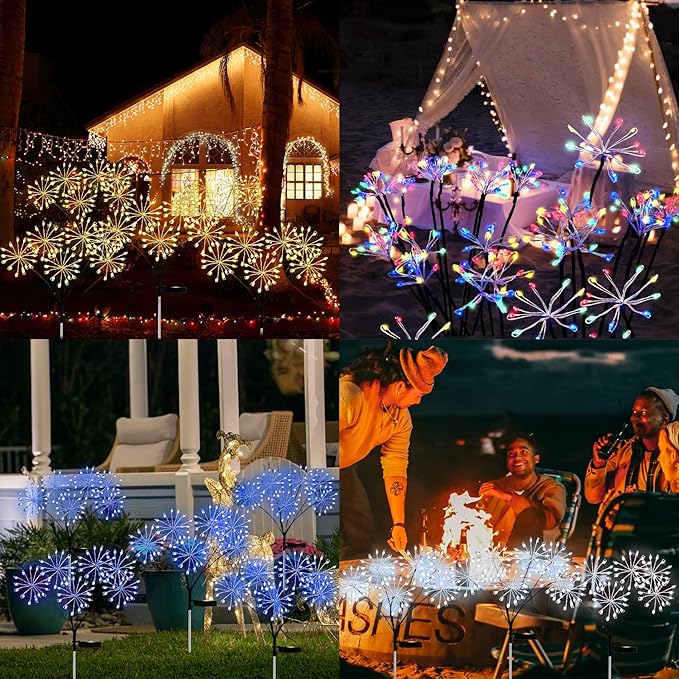 JJGoo Solar Garden Lights, New Upgraded 2 Pack Solar Swaying Starburst Light - Image 7