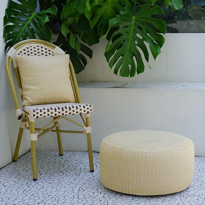 Woven Inflatable Ottoman with Air Pump D21”x H10” Outdoor Indoor Pouf Patio - Image 7