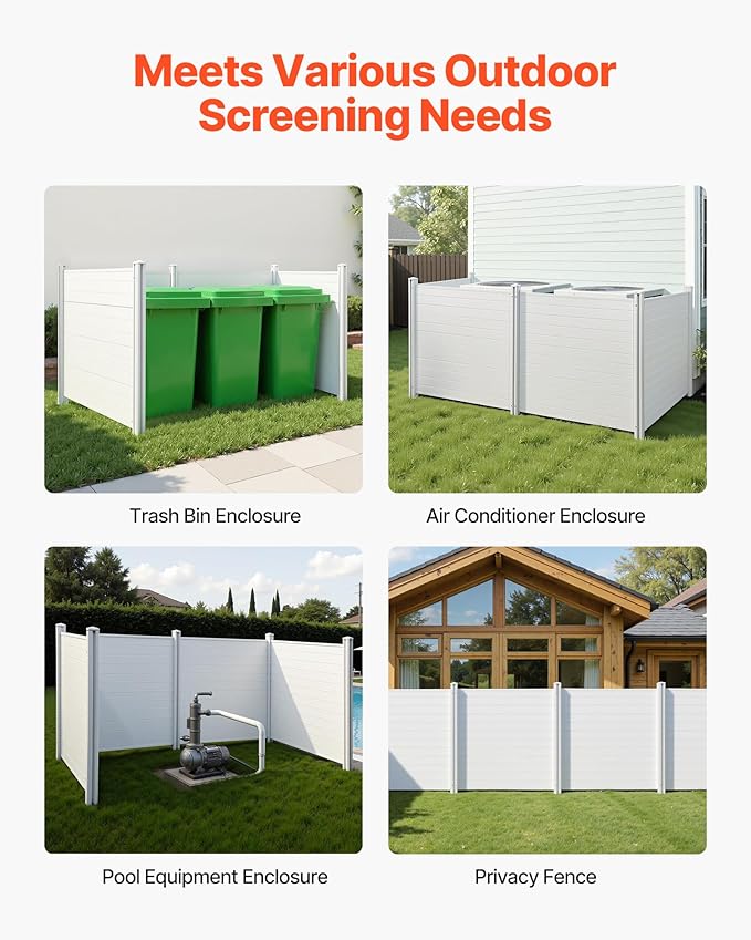 VEVOR Outdoor Privacy Screens, Pool Equipment Enclosure, Horizontal Vinyl - Image 6