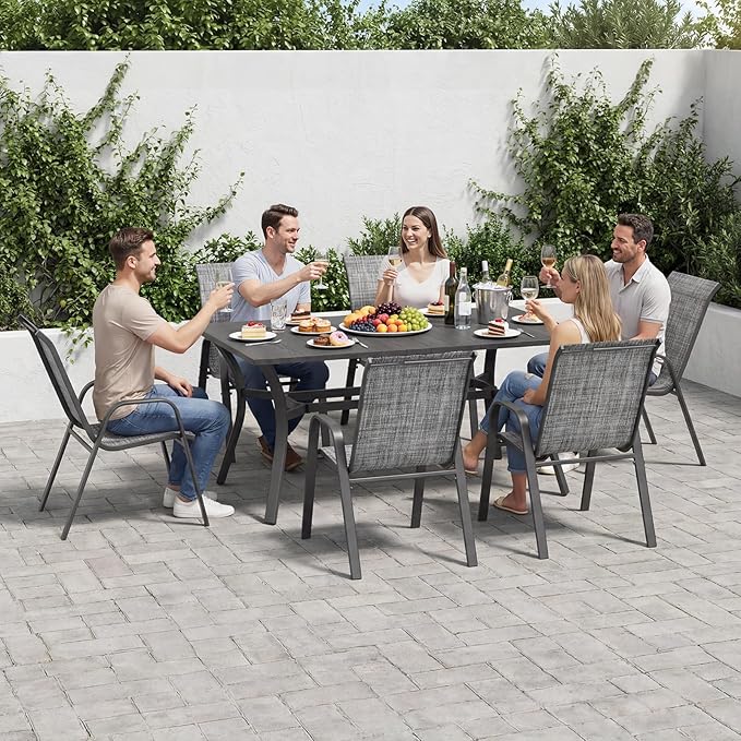 Patio Chairs Set of 6, Stackable Outdoor Dining Chairs - Image 3