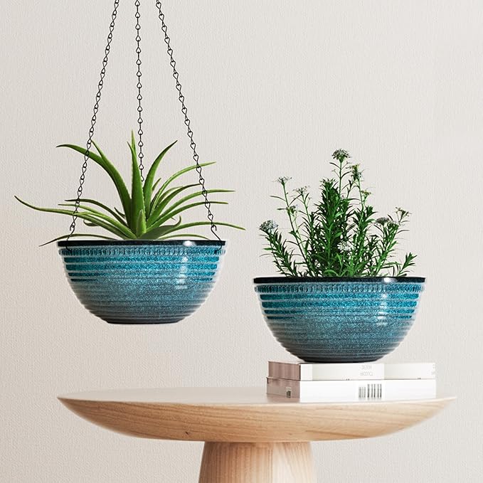 12 inch Hanging Planters for Indoor Outdoor Plants, 2 Pack Large Hanging Flower - Image 7