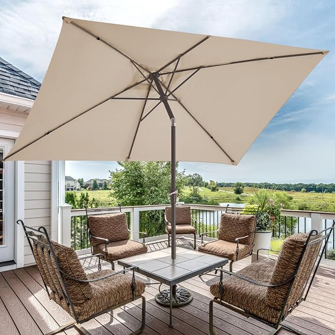 JEAREY 6.5x10 ft Rectangular Patio Umbrellas Rectangle Outdoor Umbrella - Image 6