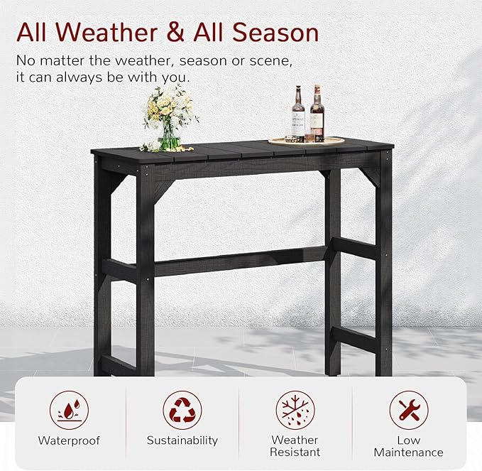 Stoog All-Weather Patio Bar Table, Outdoor Bar Table - Image 3
