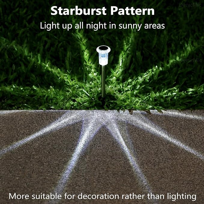 DenicMic Solar Lights Outdoor 10 Pack Waterproof 6000K Cold White LED Stainless - Image 6
