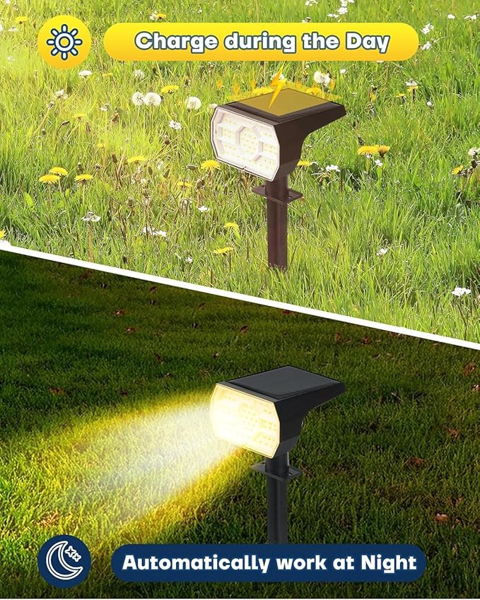 Kaxiida Solar Lights Outdoor Waterproof IP68, 3 Lighting Models Solar Powered - Image 3
