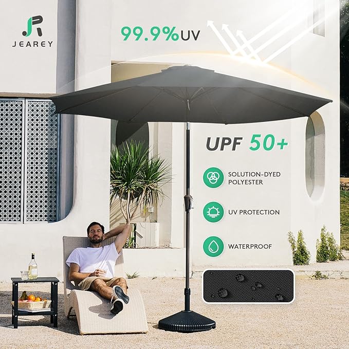 JEAREY 9FT Outdoor Patio Umbrella Outdoor Table Umbrella - Image 3