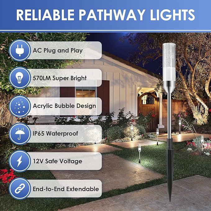 B-right Outdoor Pathway Lights, Extendable IP65 Waterproof Outdoor Garden Light - Image 2