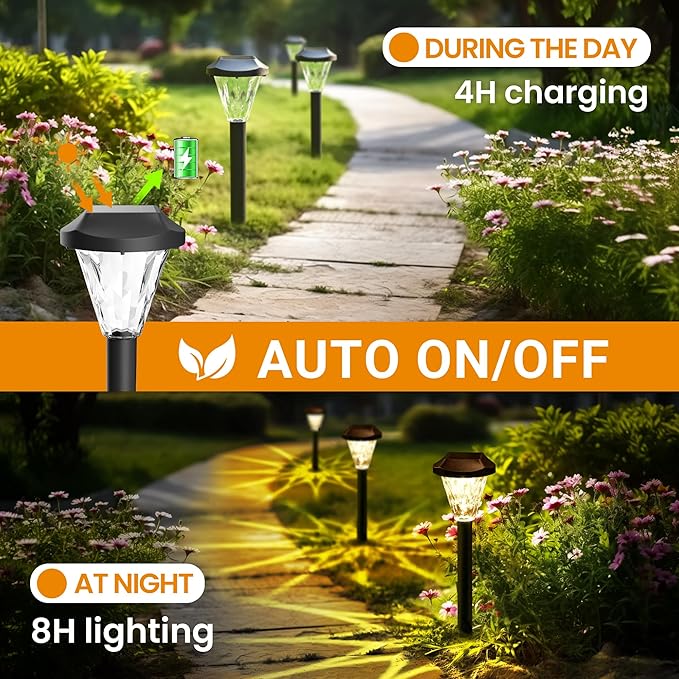 GIGALUMI 8 Pack Solar Lights Outdoor Waterproof, Outdoor Solar Lights - Image 5