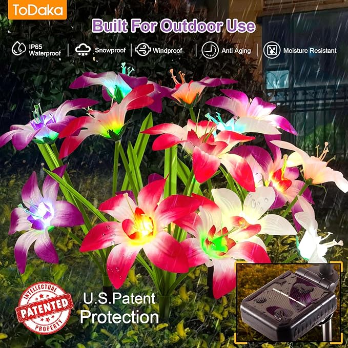 Solar Lights Outdoor Waterproof, 4 Pack Upgraded Garden Lights Solar Powered - Image 5