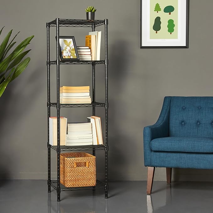 Amazon Basics 5-Shelf Tower Adjustable Storage Shelving Unit - Image 2