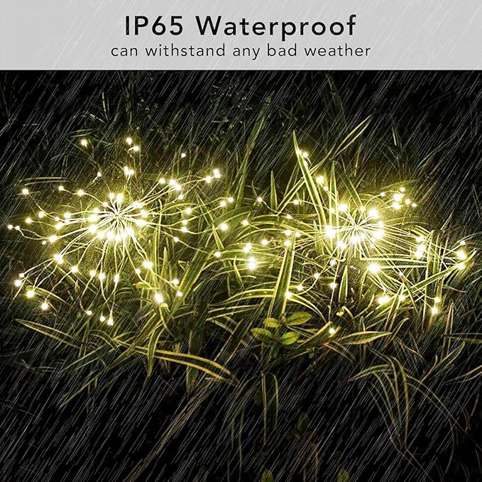 FOOING 4 Pcs Solar Garden Lights Solar Firework Lights, 480 LED Solar Powered - Image 3