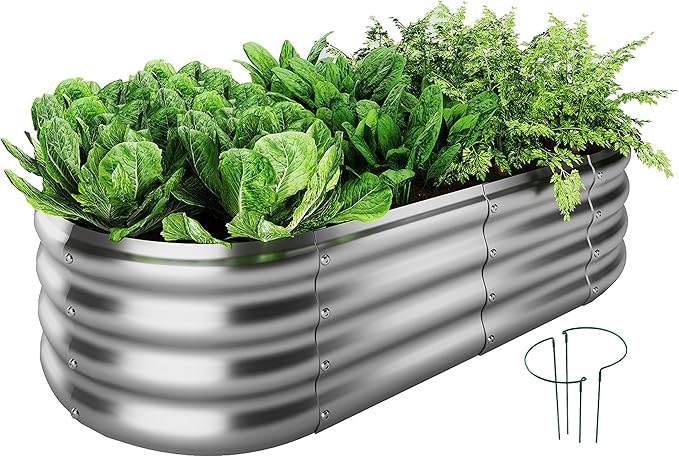 Galvanized Metal Raised Garden Bed Kit, Garden Grow Bed by ZFHgarden