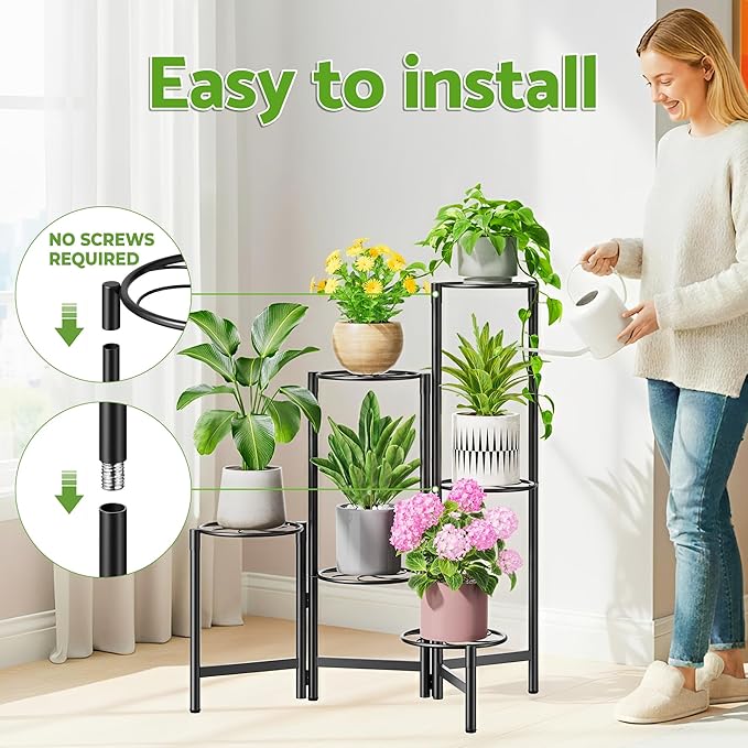 Outdoor Plant Stands for Patio Corner Tall Plant Stand Indoor Metal Flower Pot - Image 6