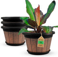 Quarut Large 4 Pack 16 inch Plant Pots, Whiskey Barrel Planters by Quarut