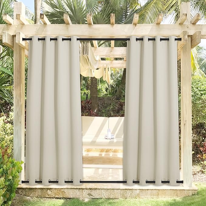 NICETOWN 2 Panels Weighted Blackout Curtains Waterproof & Windproof, Thermal by NICETOWN