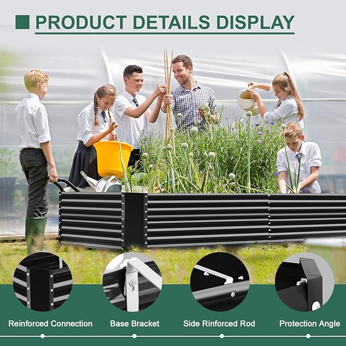 Land Guard 6x3x3ft Rectangular Galvanized Raised Garden Beds, Large-Capacity - Image 7
