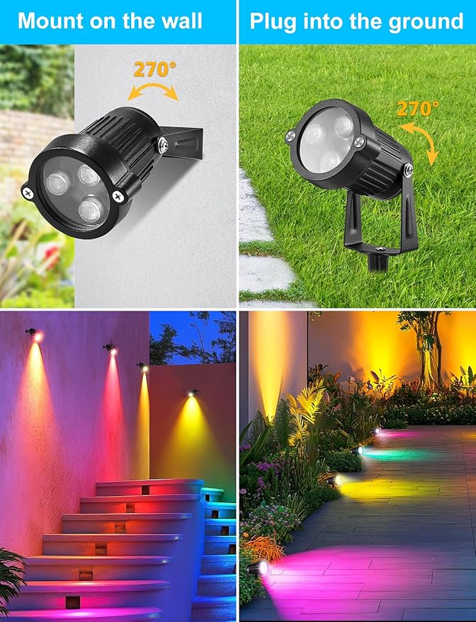 OurLeeme Lawn Flood Light Stake, 2-in-1 Waterproof Outdoor Remote controlle - Image 7