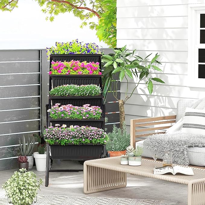Homdox 5-Tier Elevated Garden Bed- Freestanding Vertical Raised Bed - Image 9