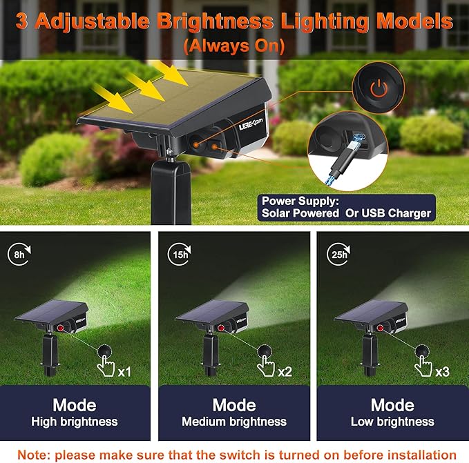 Solar Spot Lights, IP65 Waterproof 40 LEDs Landscape Spotlights, USB & Solar - Image 4