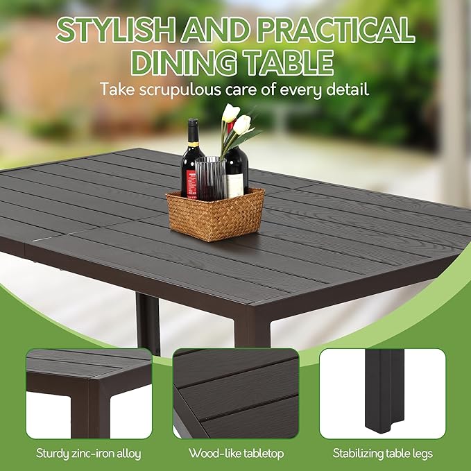 7 Piece Patio Dining Set for 6, 6 Stackable Textilene Chairs and 1 Dining Table - Image 5