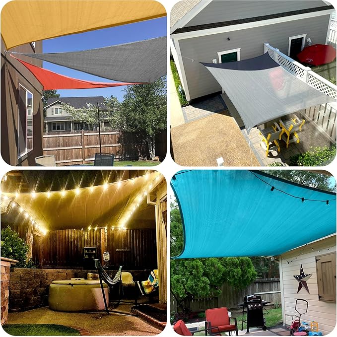 SUNLAX Sun Shade Sail 16' x 21' x 26.4' Dark Grey Rectangle Canopy Sail Shade - Image 7