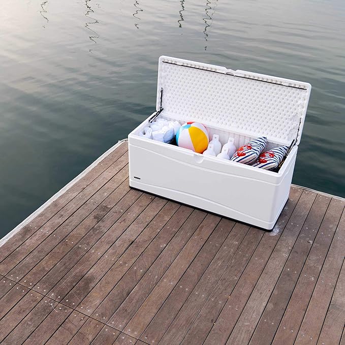 LIFETIME Outdoor Storage Deck Box, 130 Gallon, Arctic White, UV-Protected - Image 6