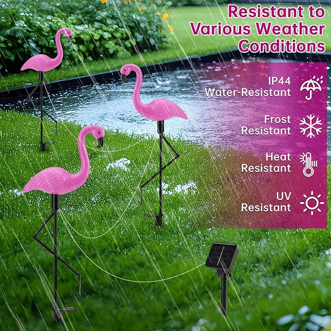 Flamingo Solar Lights, Outdoor Pink Flamingo Stake Light, Solar Powered Garden - Image 4