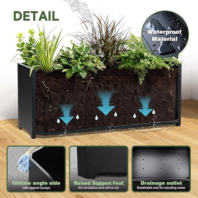 Steel Planter Box-36"x15"x15"-Large Rectangular Planters - Image 2