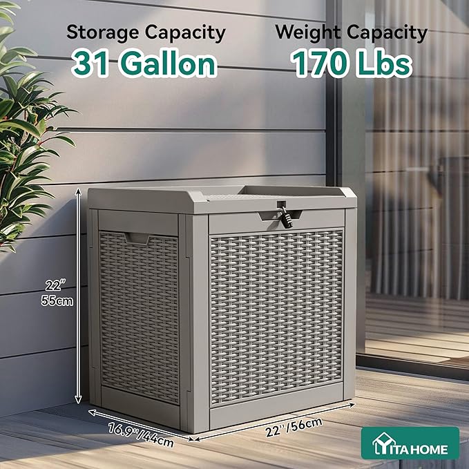 YITAHOME 32 Gallon Deck Box, Resin Storage - Image 4