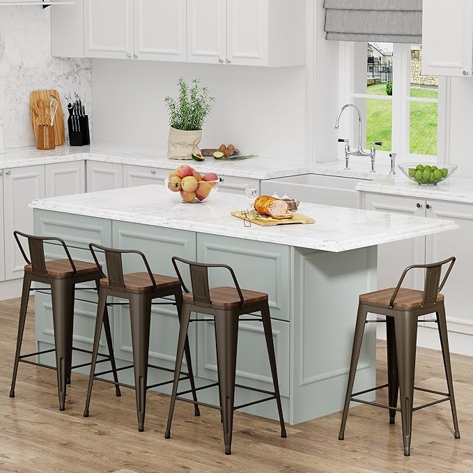 Yongchuang 26 inch Bar Stools Set of 4 Industrial Kitchen Counter Height - Image 6