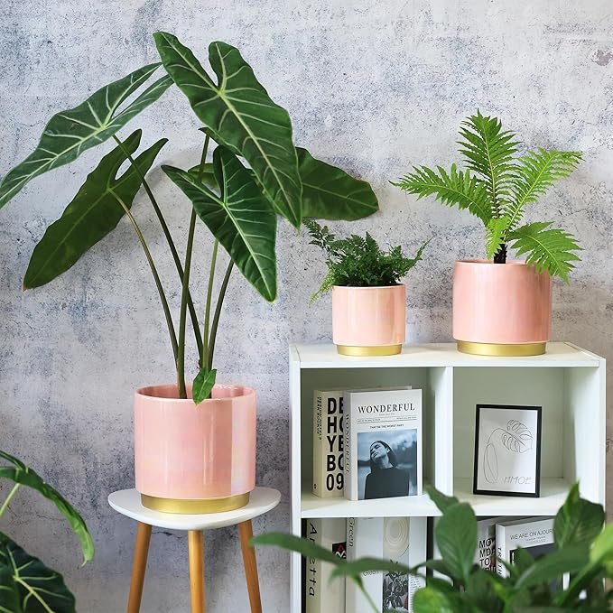 Gepege Pink Indoor Plant Pots for Plants, Large Ceramic Planter - Image 7