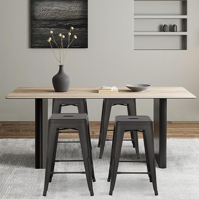 FDW Metal Bar Stools Set of 4 Counter Height Bar Stools 24 Inches Industrial - Image 2