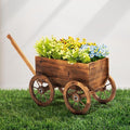 Wood Wagon Planter for Outdoor Balcony Decor by Idzo