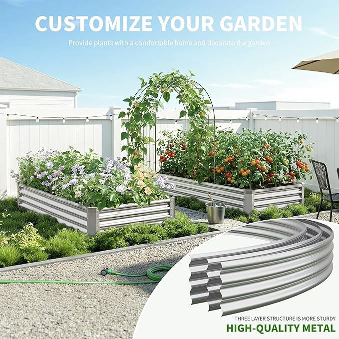 Galvanized Raised Garden Bed, Outdoor Planter Box Metal Patio Kit Planting Bed - Image 7