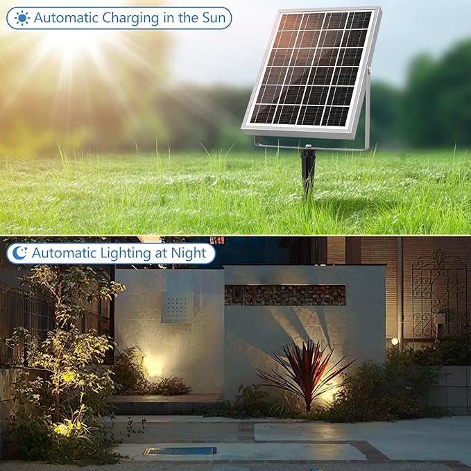 MEIHUA Solar Spot Lights Outdoor, 6 in 1 Solar Landscape Spotlights 2700K Warm - Image 8