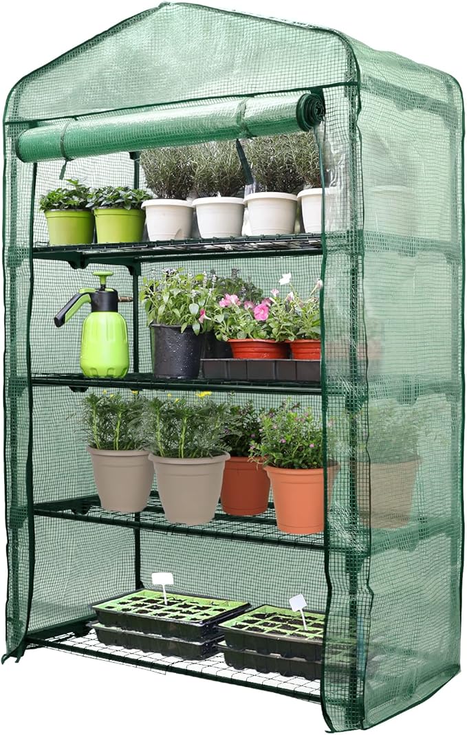 Worth Garden 50% Extra Wide Mini Greenhouse 4 Tier Portable Plant Green House by WORTH
