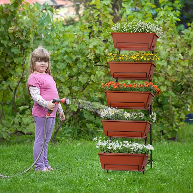 YBING Vertical Garden Bed 5 Tier Vertical Raised Garden Planter Standing Herb - Image 6