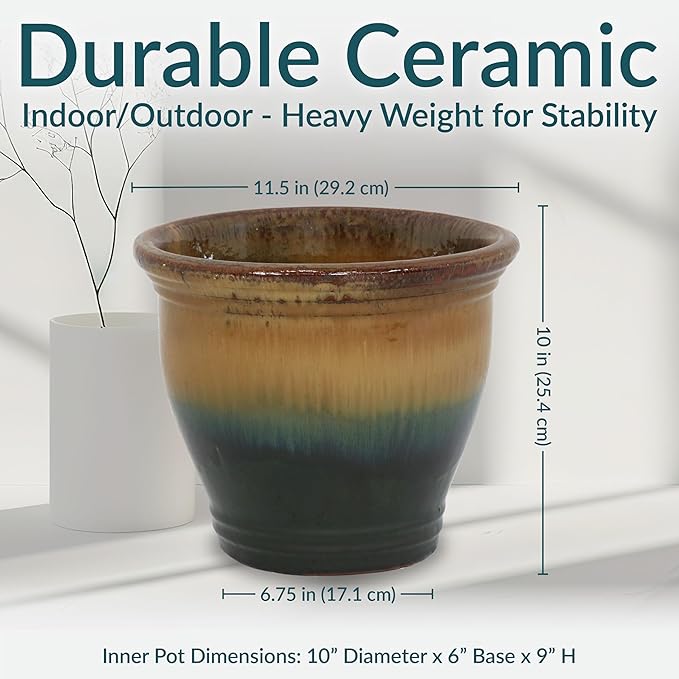 Sunnydaze Round Ceramic Planter - Image 5