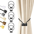 Hion Magnetic Curtain Tiebacks Black 6 Pack, Curtain Tiebacks Buckles Holdbacks by Hion