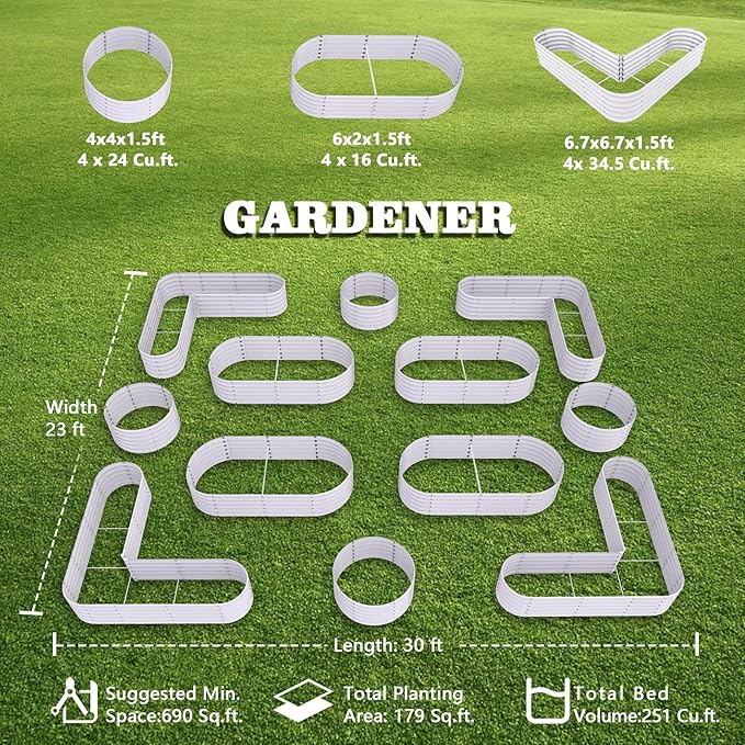 A ANLEOLIFE 12-Pack 4X4X1.5ft & 6X2X1.5ft & 81x81x18 in Deep Root Galvanized - Image 2