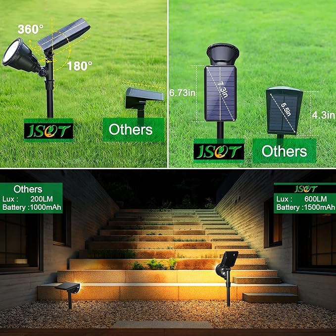 JSOT Solar Spot Lights Outdoor Waterproof, Outdoor Landscape Spotlights Flood - Image 4
