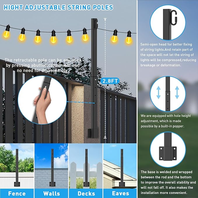 AILBTON 4 Pack Suspension Outdoor String Light Poles - Image 6