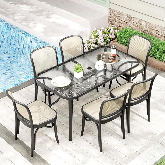 TLSUNNY Patio Outdoor Table W/ 1.69″ Umbrella Hole, Outdoor Metal Furniture - Image 7