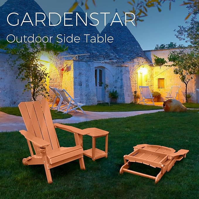 Adirondack Square Outdoor Side Table, 2-Tier Storage Patio Side Table, HDPE End - Image 6