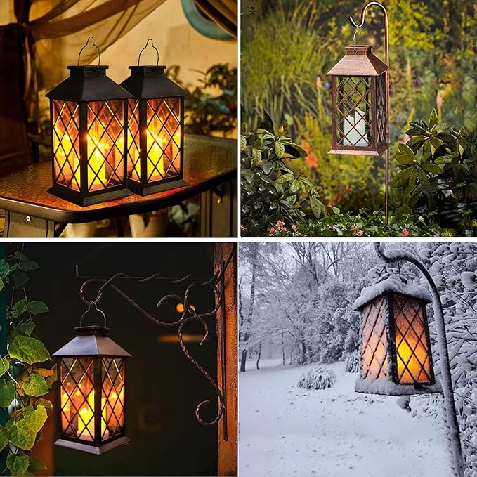 Solar Outdoor Lantern, Garden Hanging Waterproof Lanterns PVC Upgrade 3 LED - Image 3