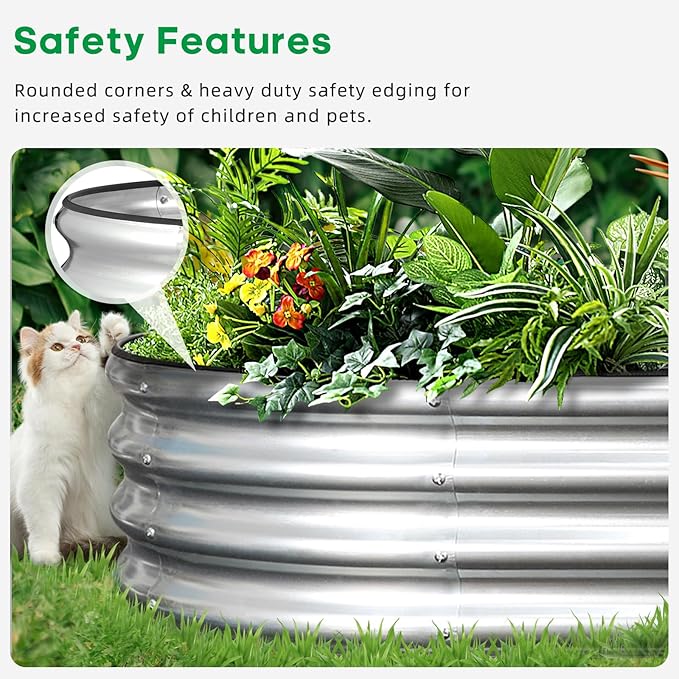 JERIA 8×4×1ft Oval Raised Garden Bed, Galvanized Raised Garden Bed Kit Outdoor - Image 5