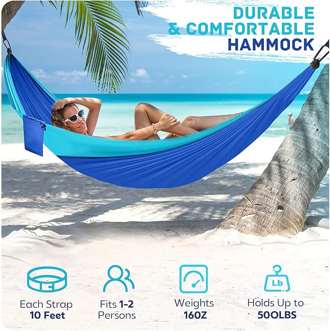 Camping Hammock Lightweight, Portable Hammocks Parachute Hammock - Image 6