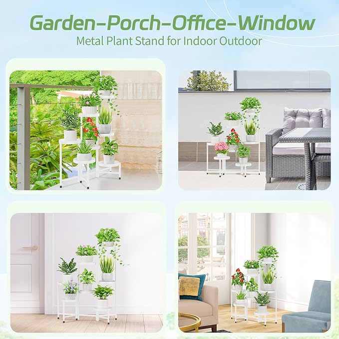 iDavosic.ly Plant Stand Indoor Outdoor, 7 Tier Corner Metal Flower Display - Image 3