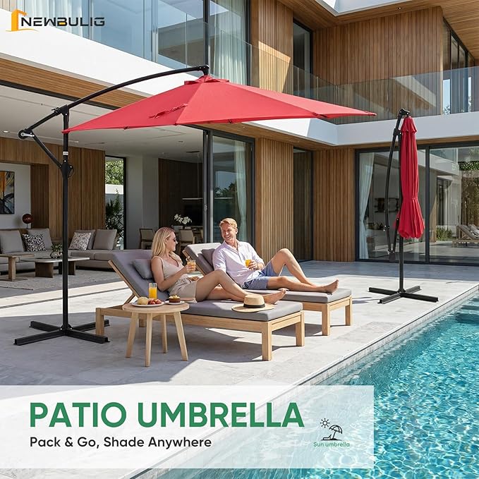 NEWBULIG 10FT Patio Umbrella, Offset Cantilever Outdoor Patio Table Umbrella - Image 10